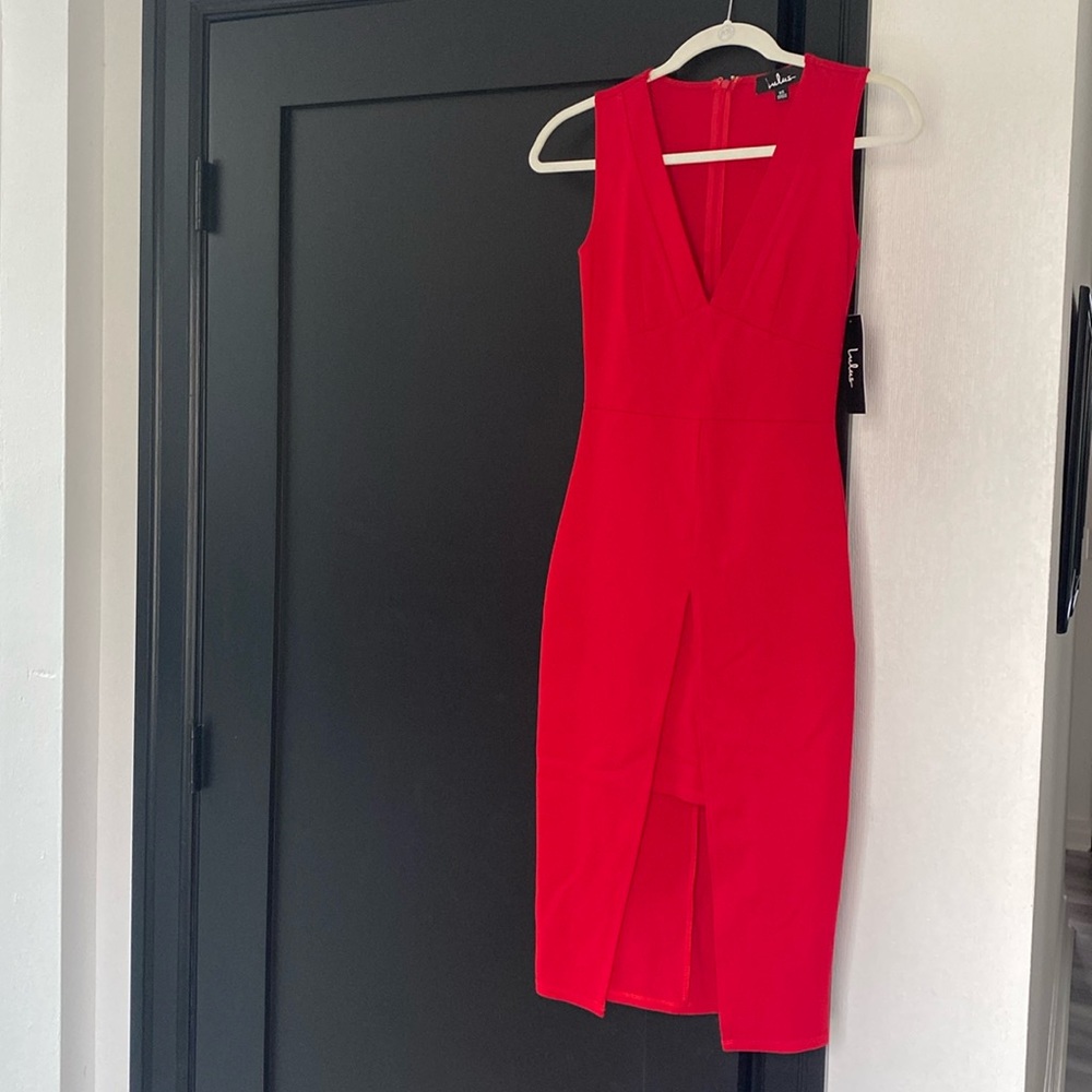 Lulu’s red dress stretch thick fabric NWT